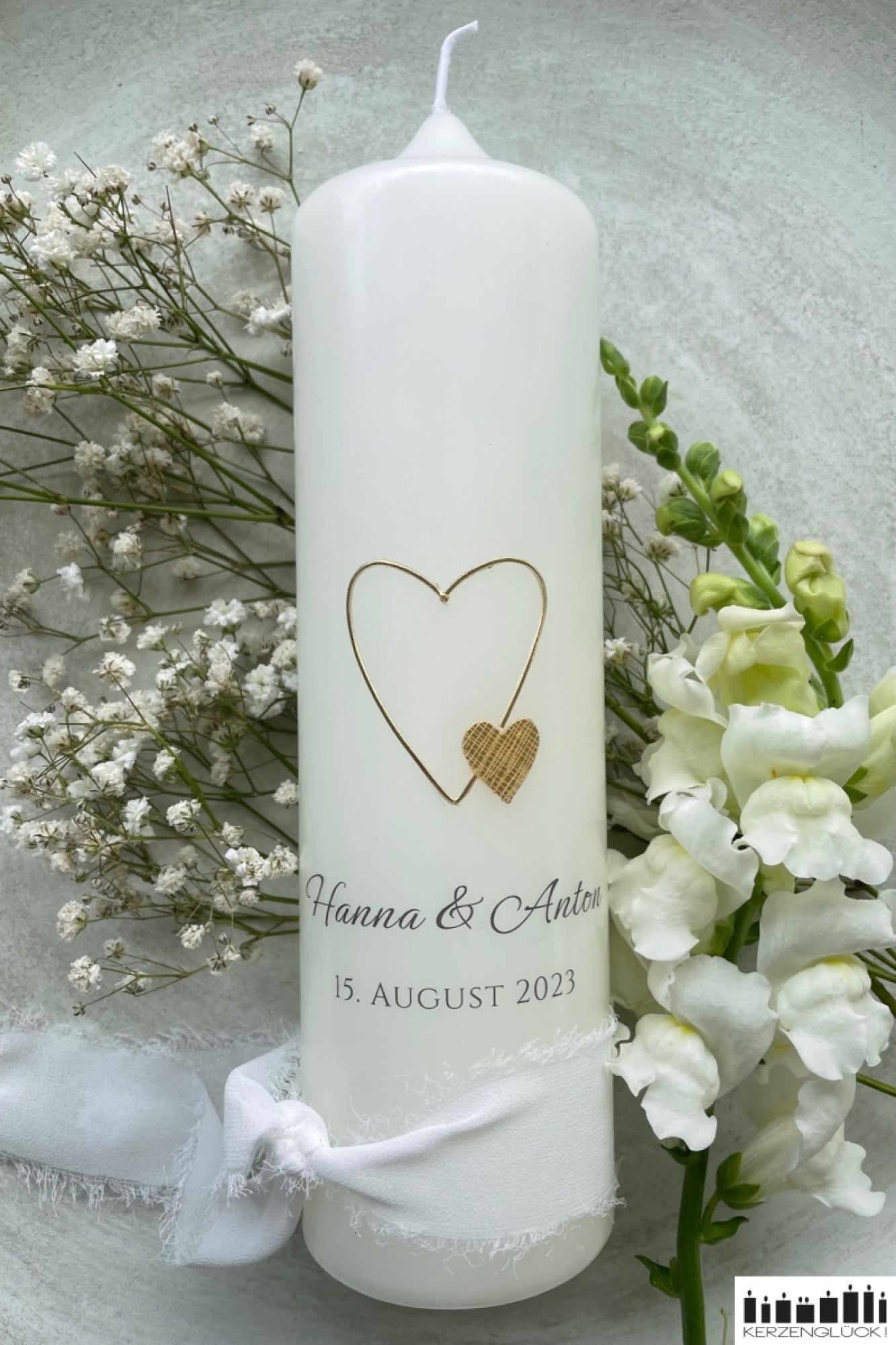 Hochzeitskerze "Zwei Herzen"