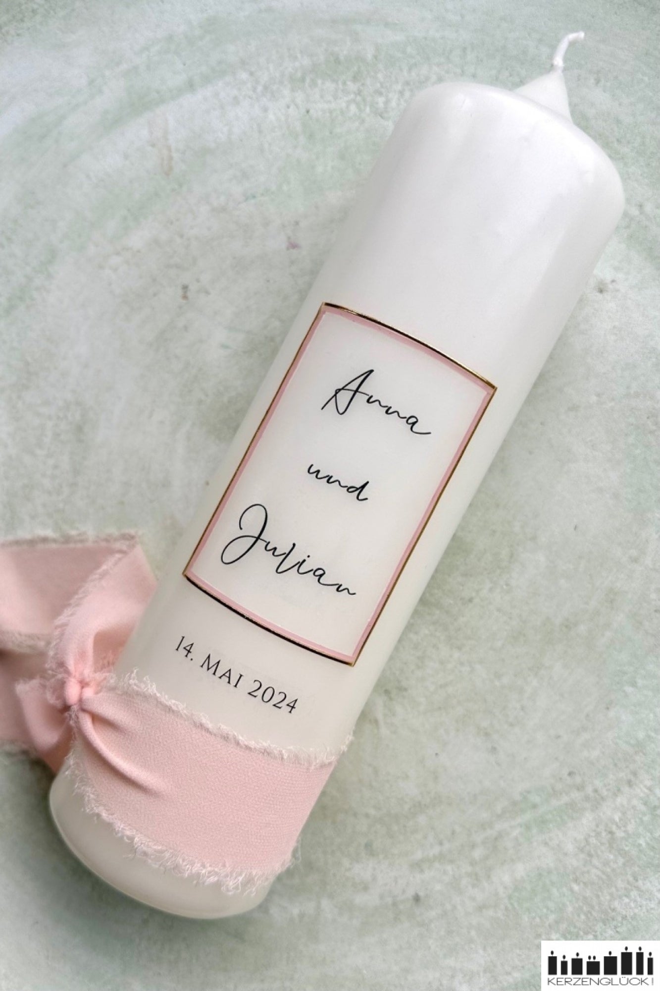 Hochzeitskerze "Frame", Apricot