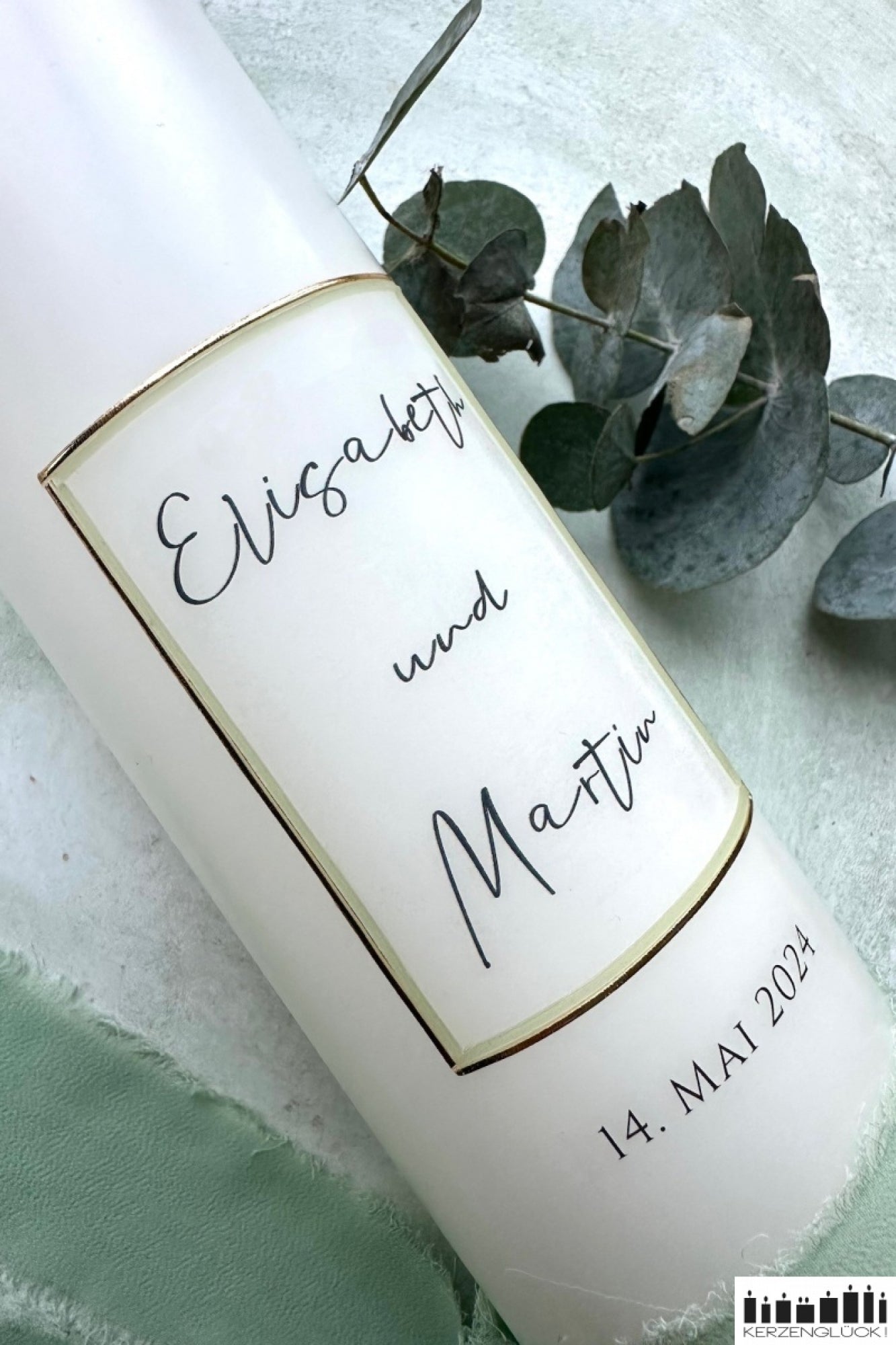 Hochzeitskerze "Frame", Salbeigrün