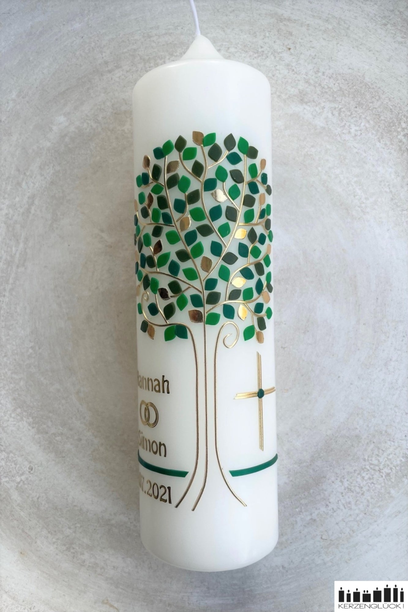 Hochzeitskerze „Lebensbaum", Grün