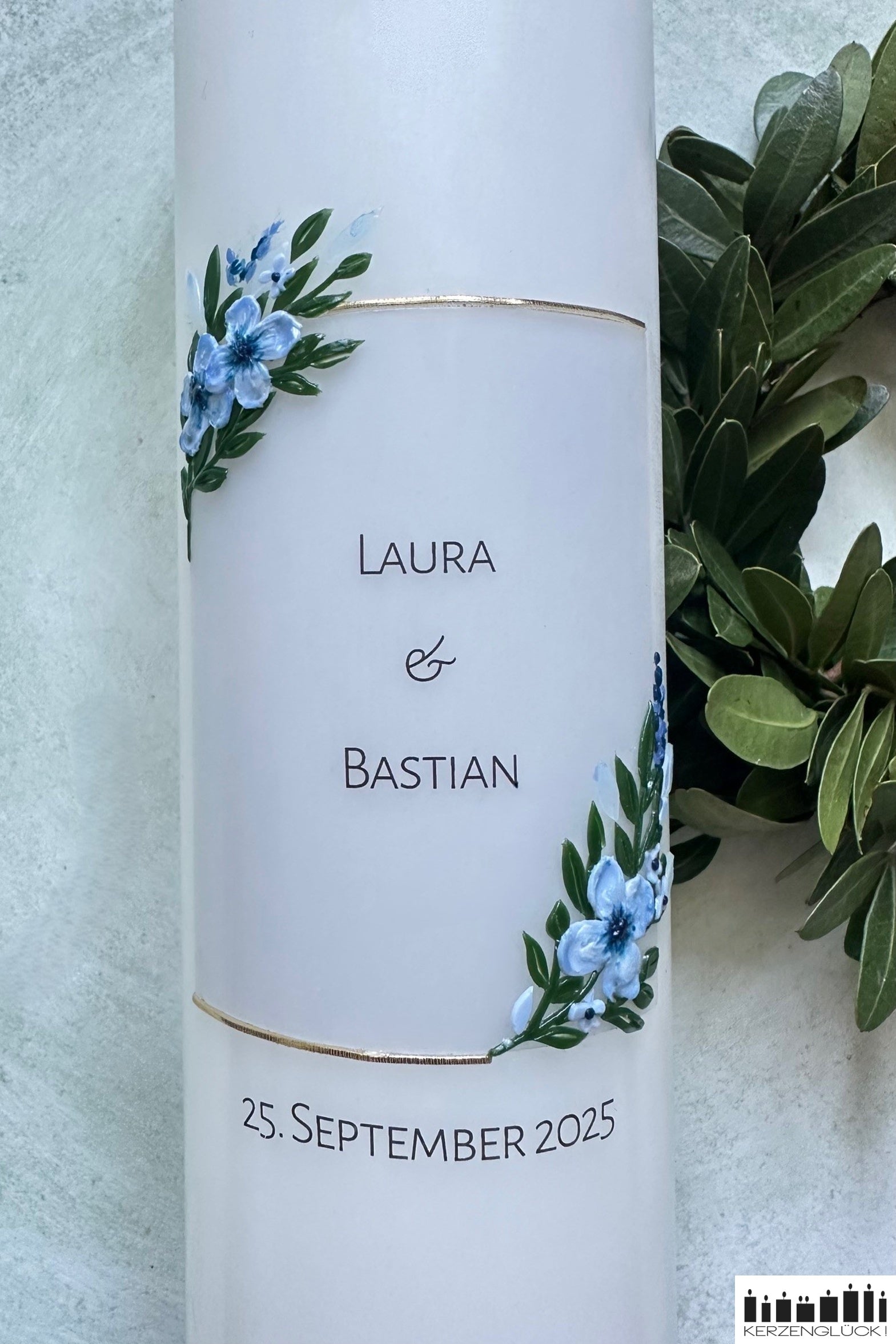 Hochzeitskerze von oben fotografiert