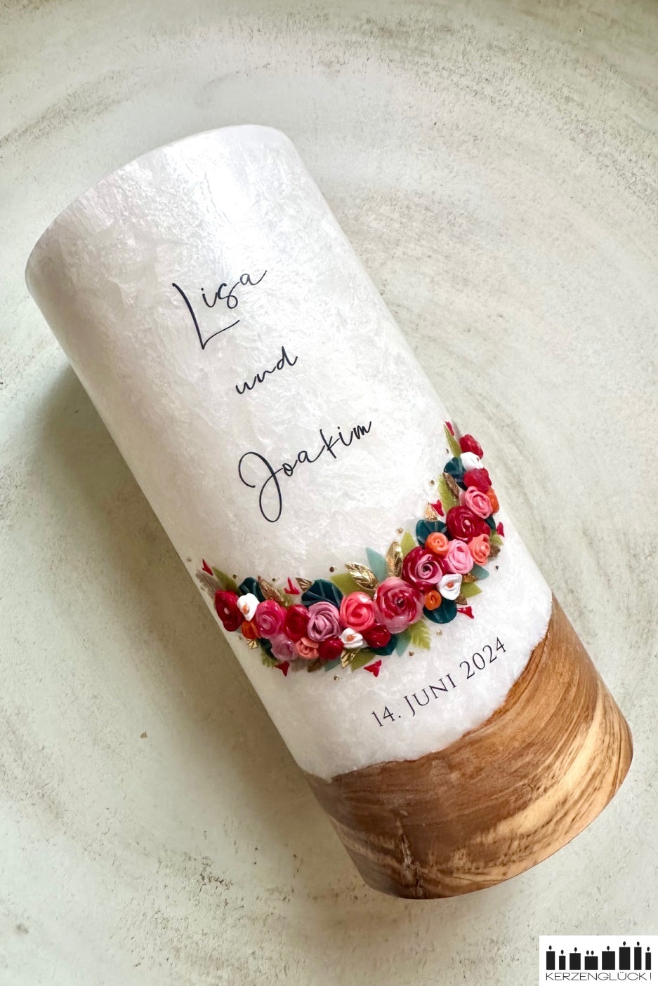 Hochzeitskerze "Rosenbogen" - Pink