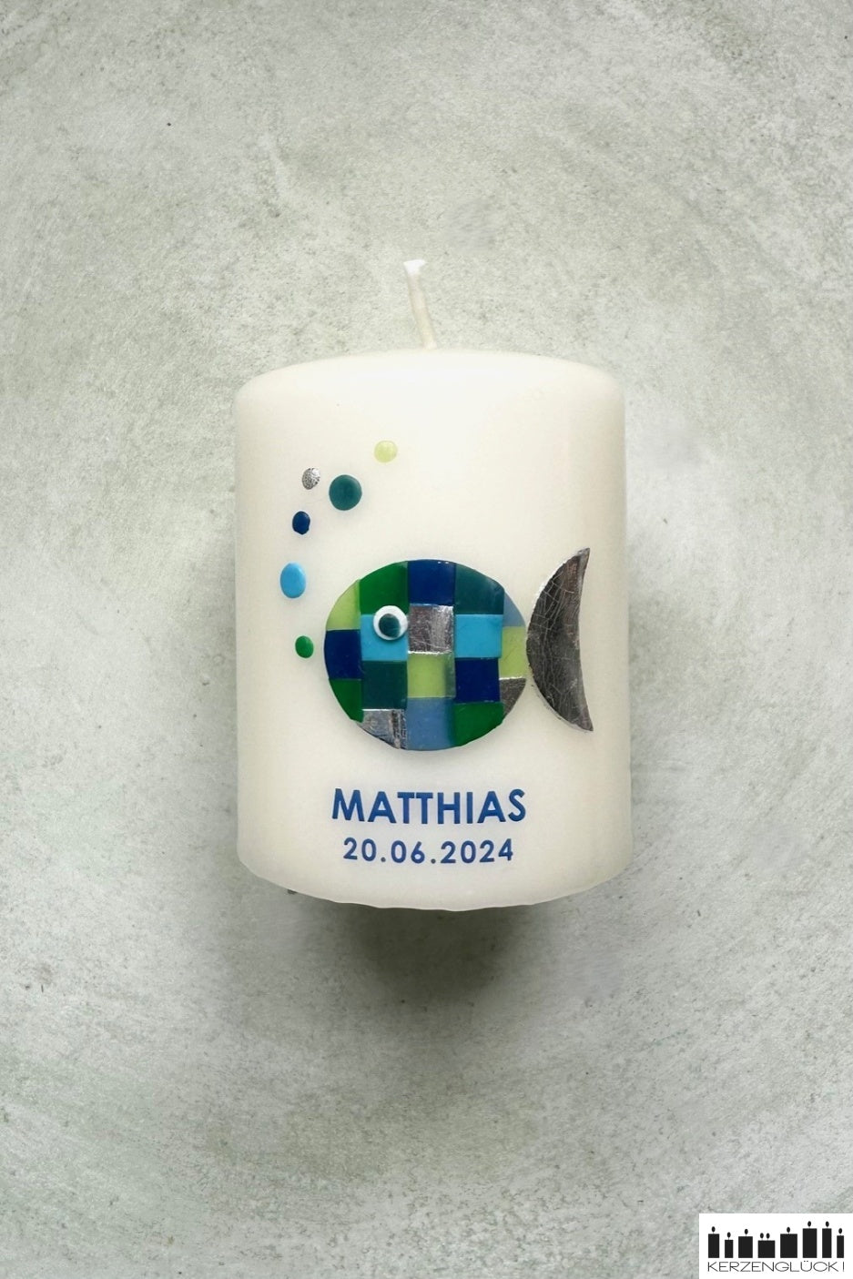 Gastgeschenkkerze „Mosaikfisch“