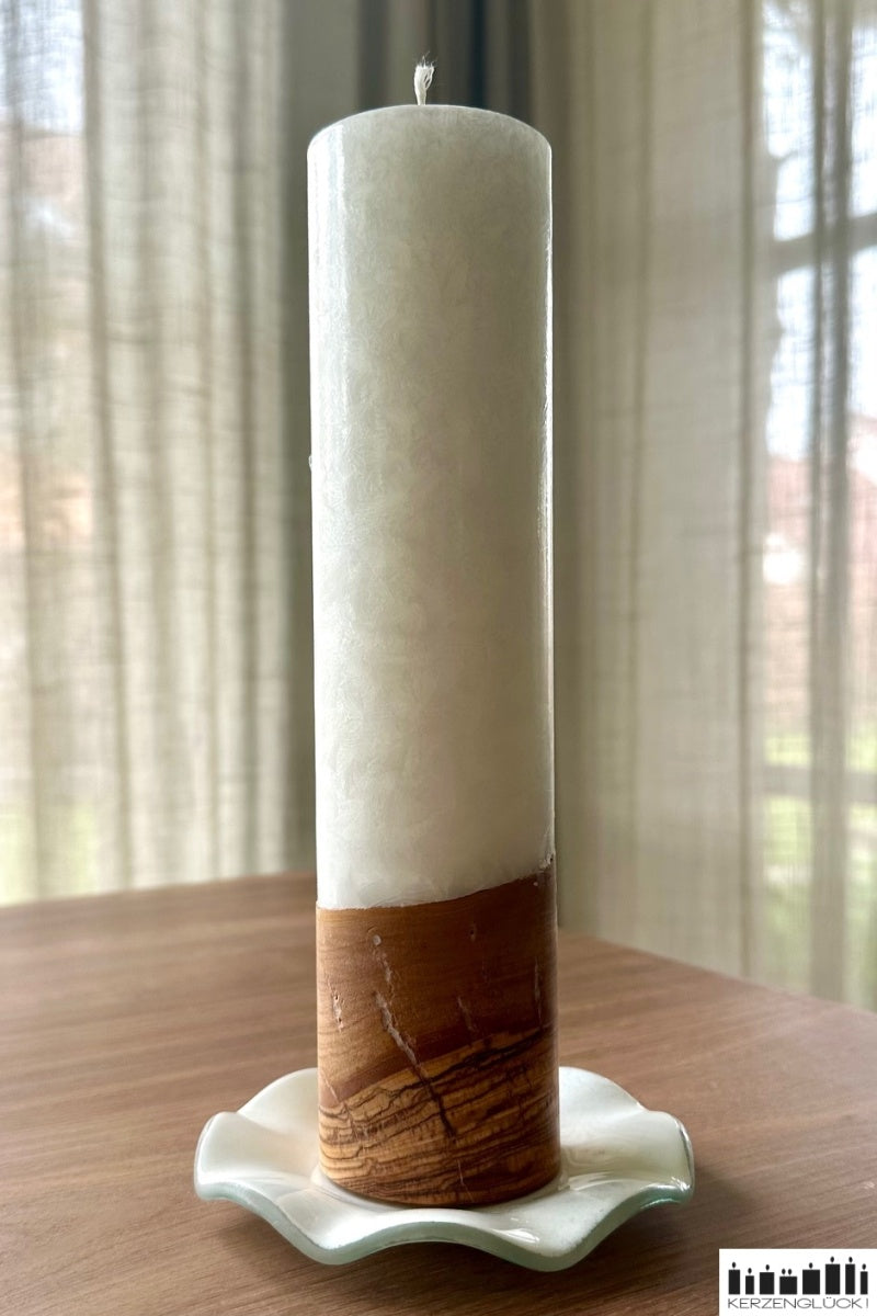Kerzenteller aus Glas für Holzkerzen der Größe 25/6 cm
