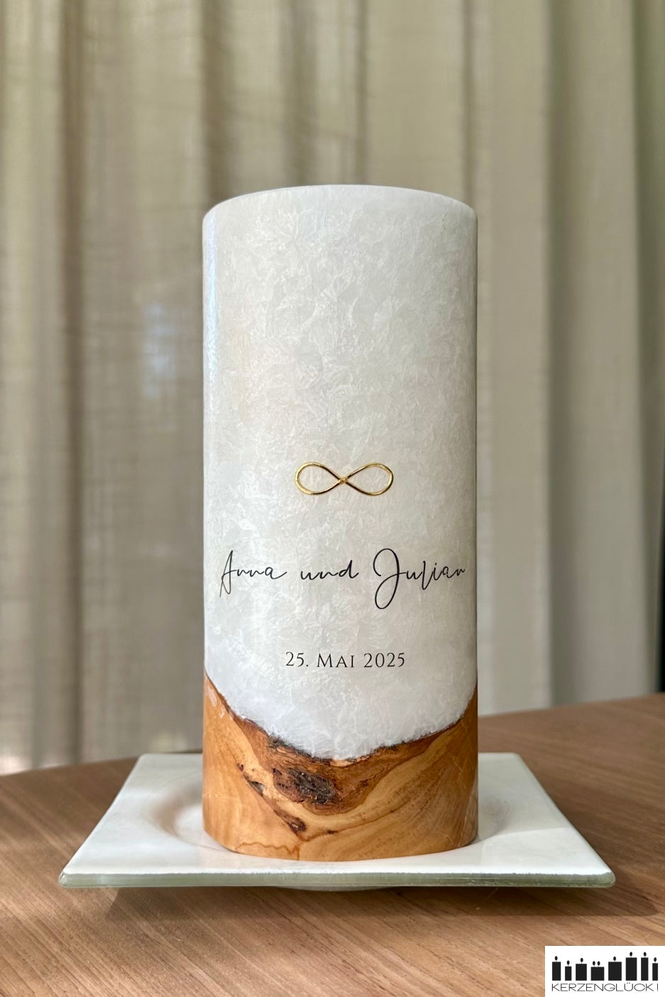 Kerzenteller aus Glas für Holzkerze 20x9 cm