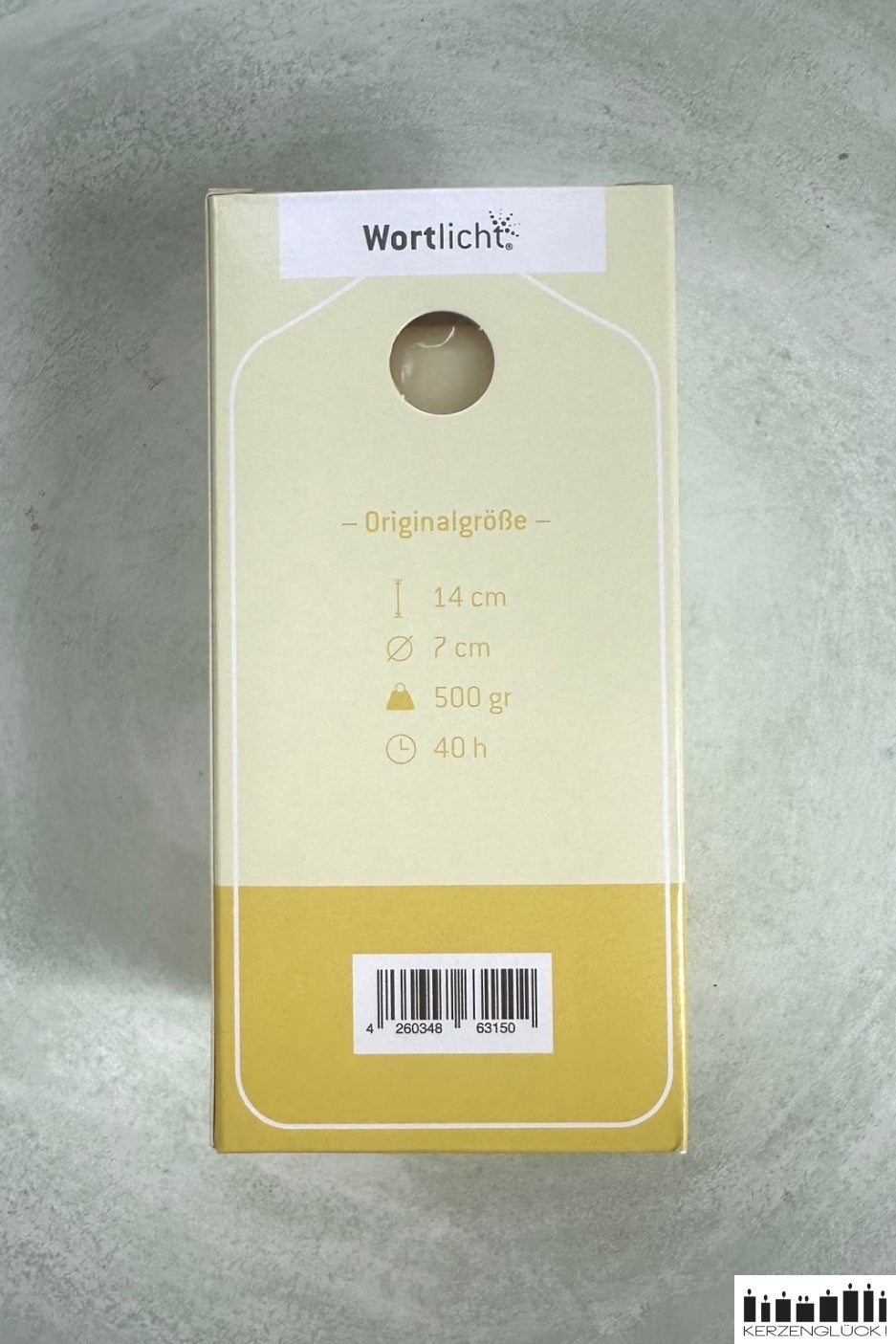 Wortlicht gelb Verpackung