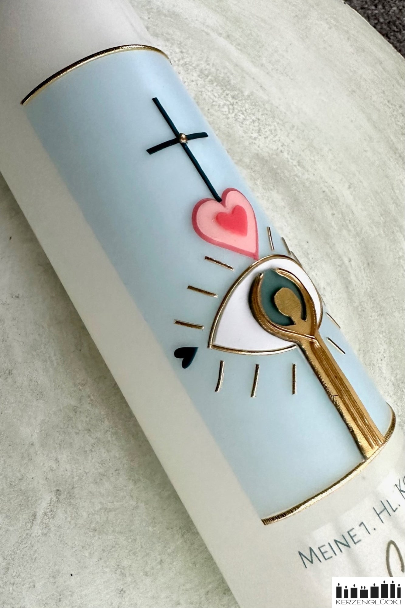 Kommunionkerze „Weites Herz-offene Augen"