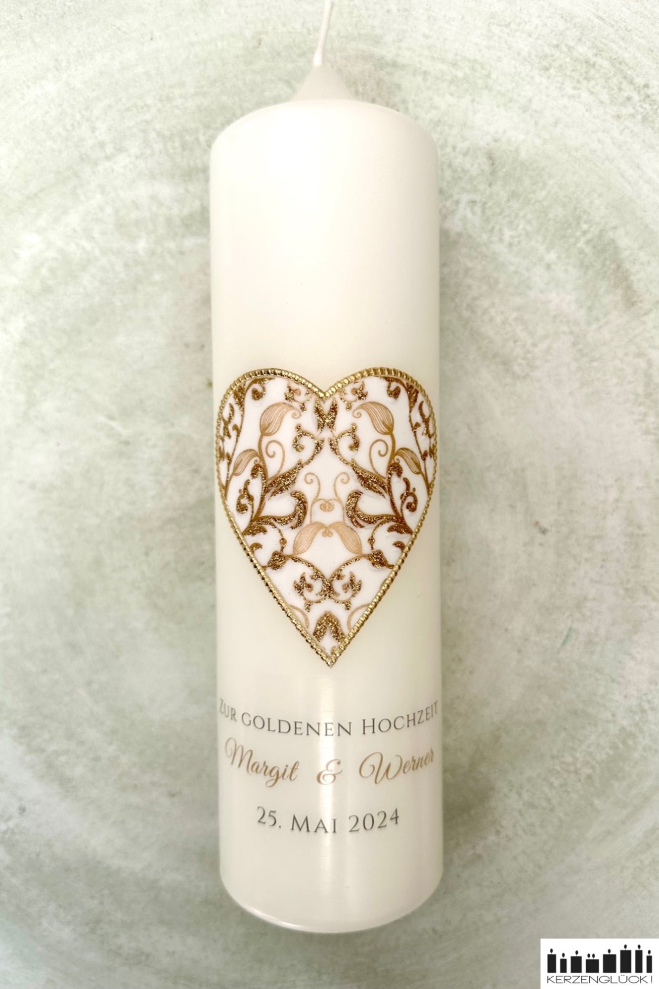 Kerze zur goldenen Hochzeit "Herz"