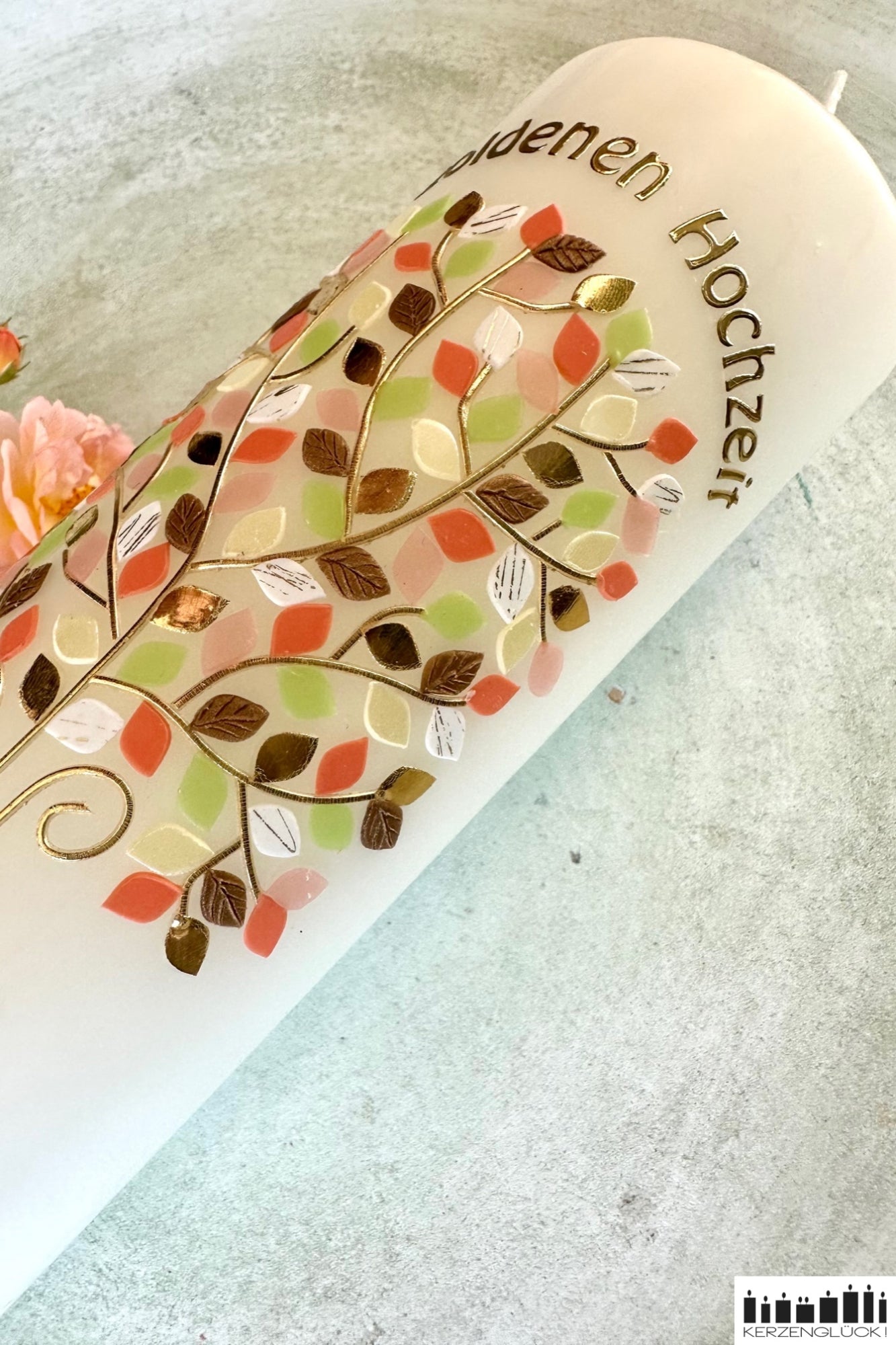 Kerze zur goldenen Hochzeit "Lebensbaum"