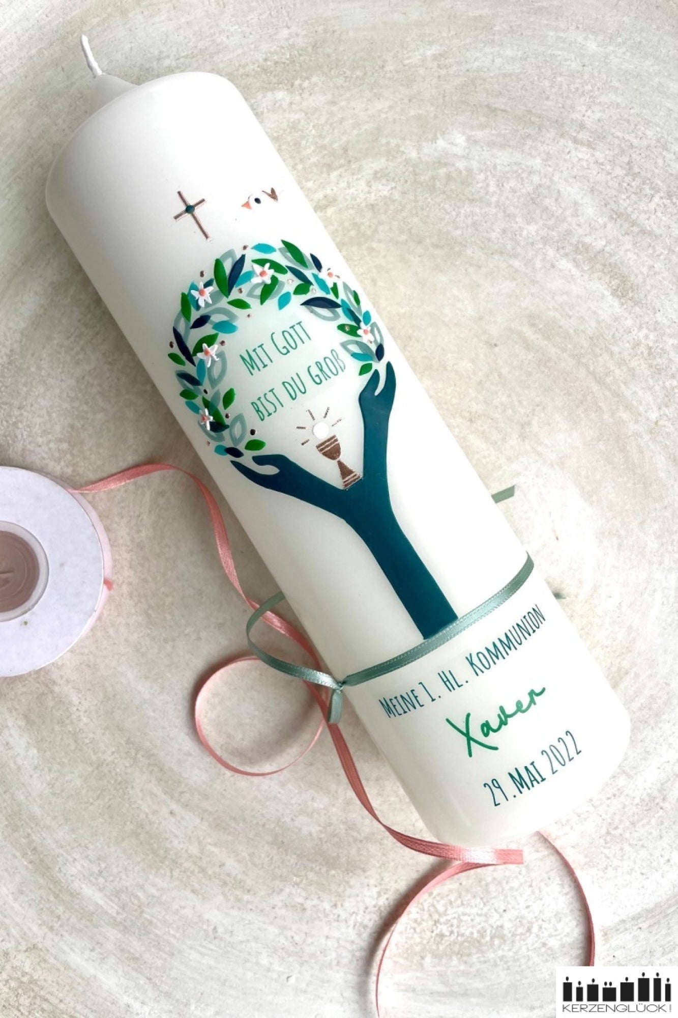 Kommunionkerze „Lebensbaum"