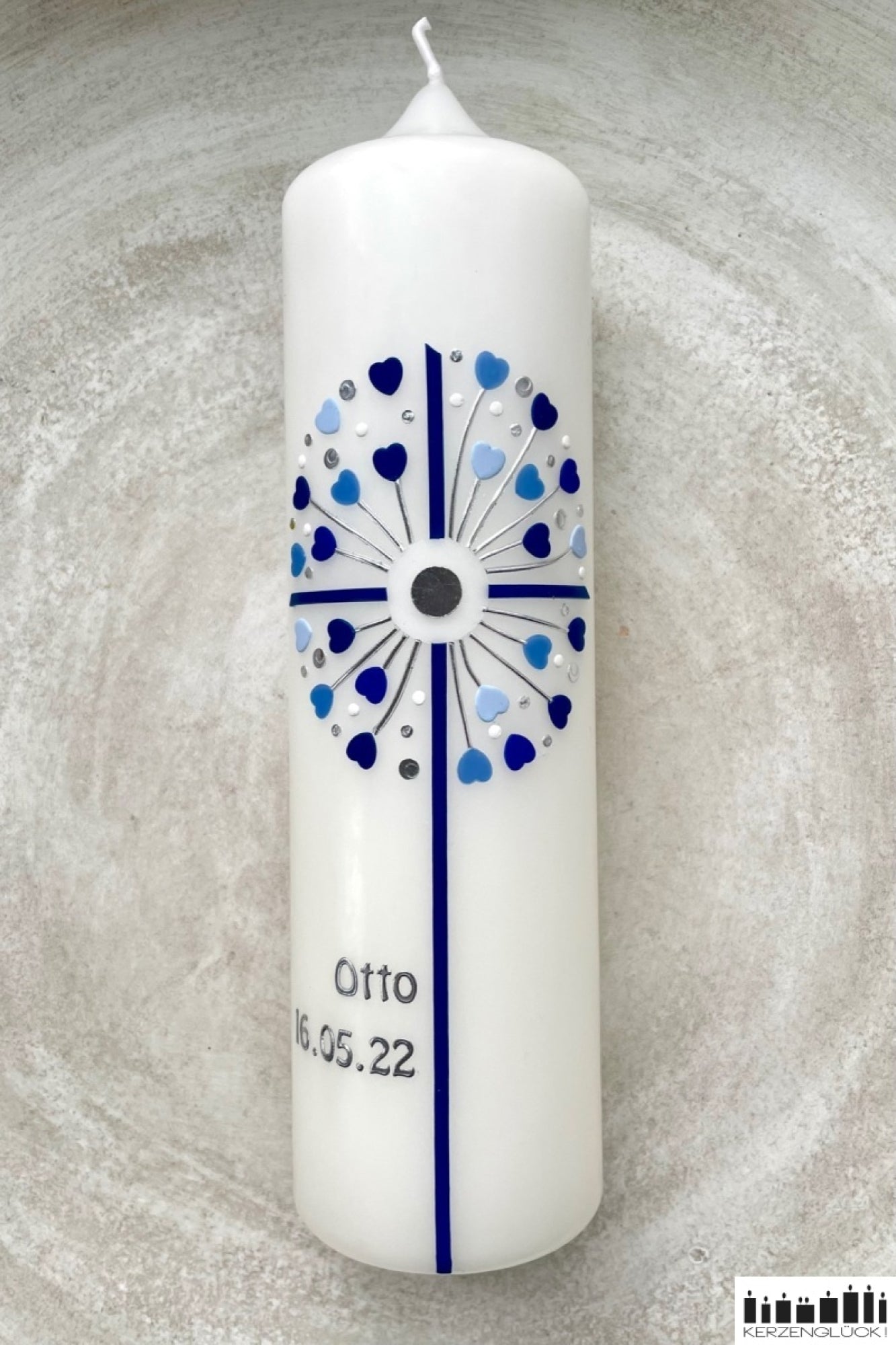 Konfirmationskerze „Kreuz Pusteblume“