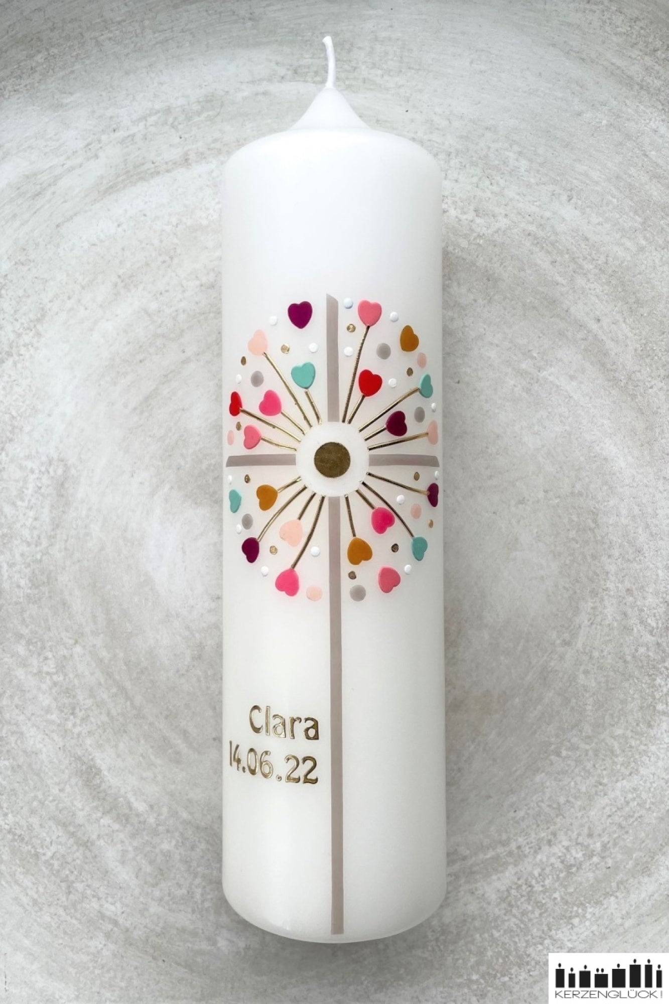 Kommunionkerze „Kreuz Pusteblume“