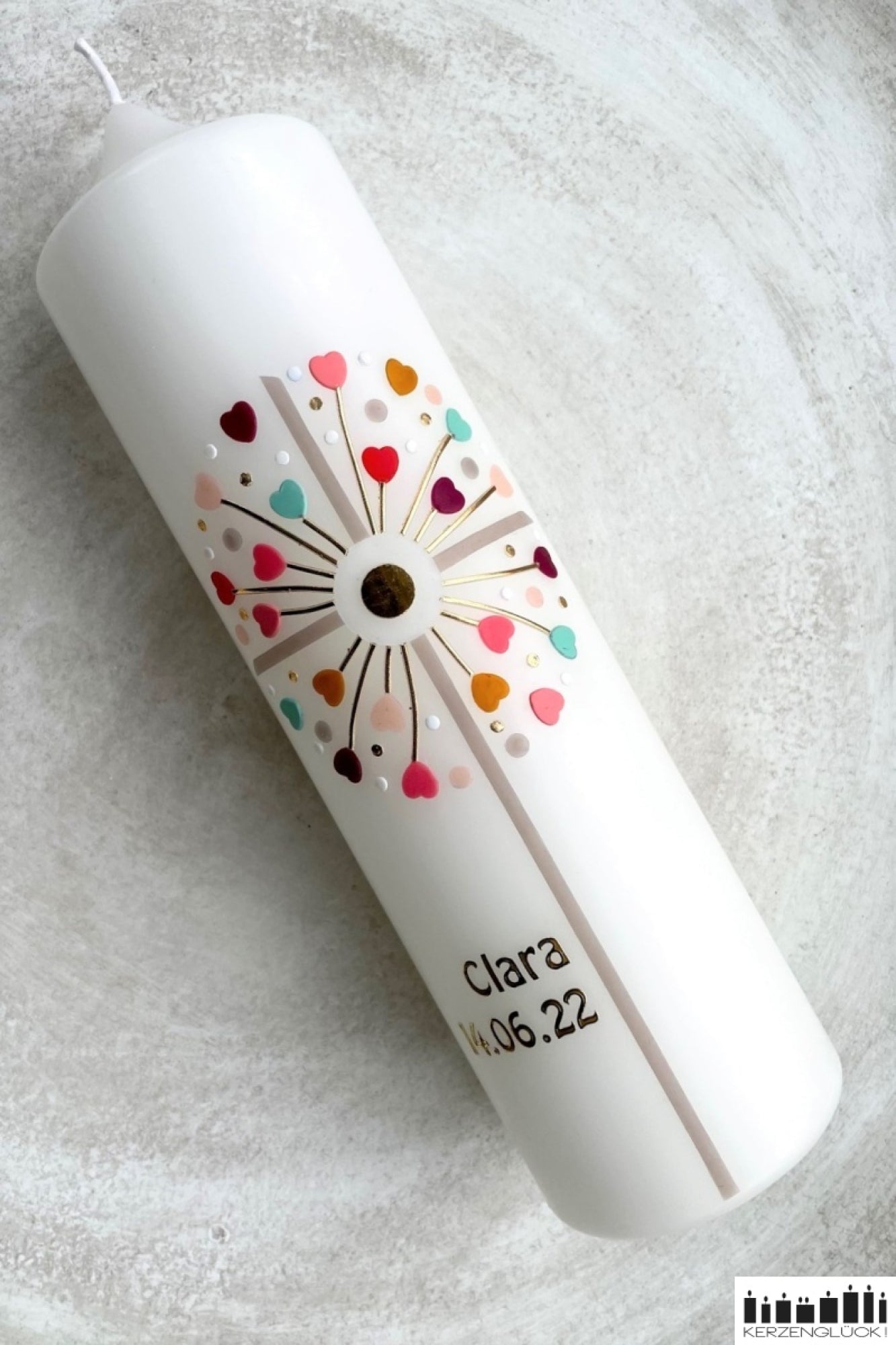 Kommunionkerze „Kreuz Pusteblume“