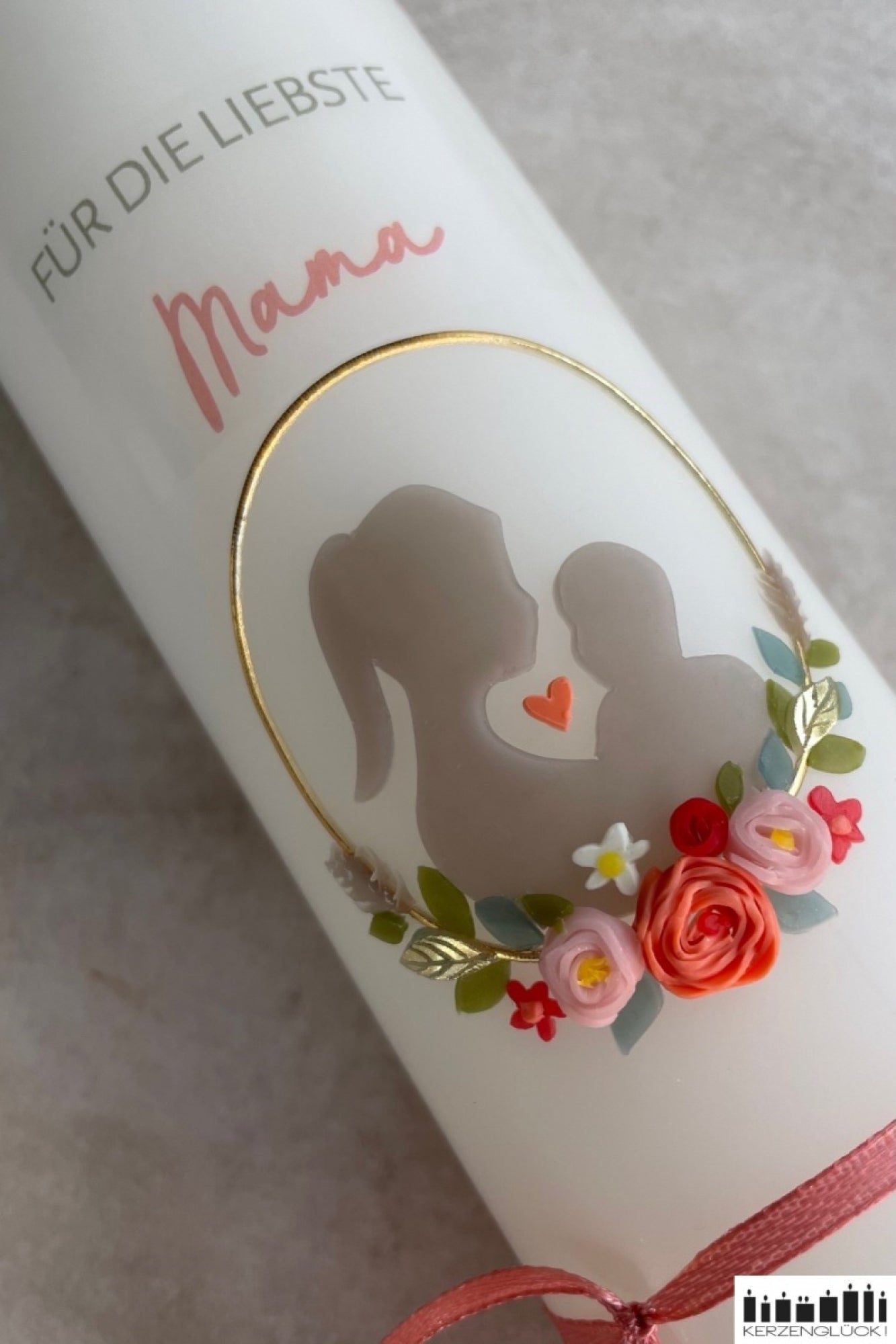 Für die liebste Mama - Kerze "Mutter mit Kind"