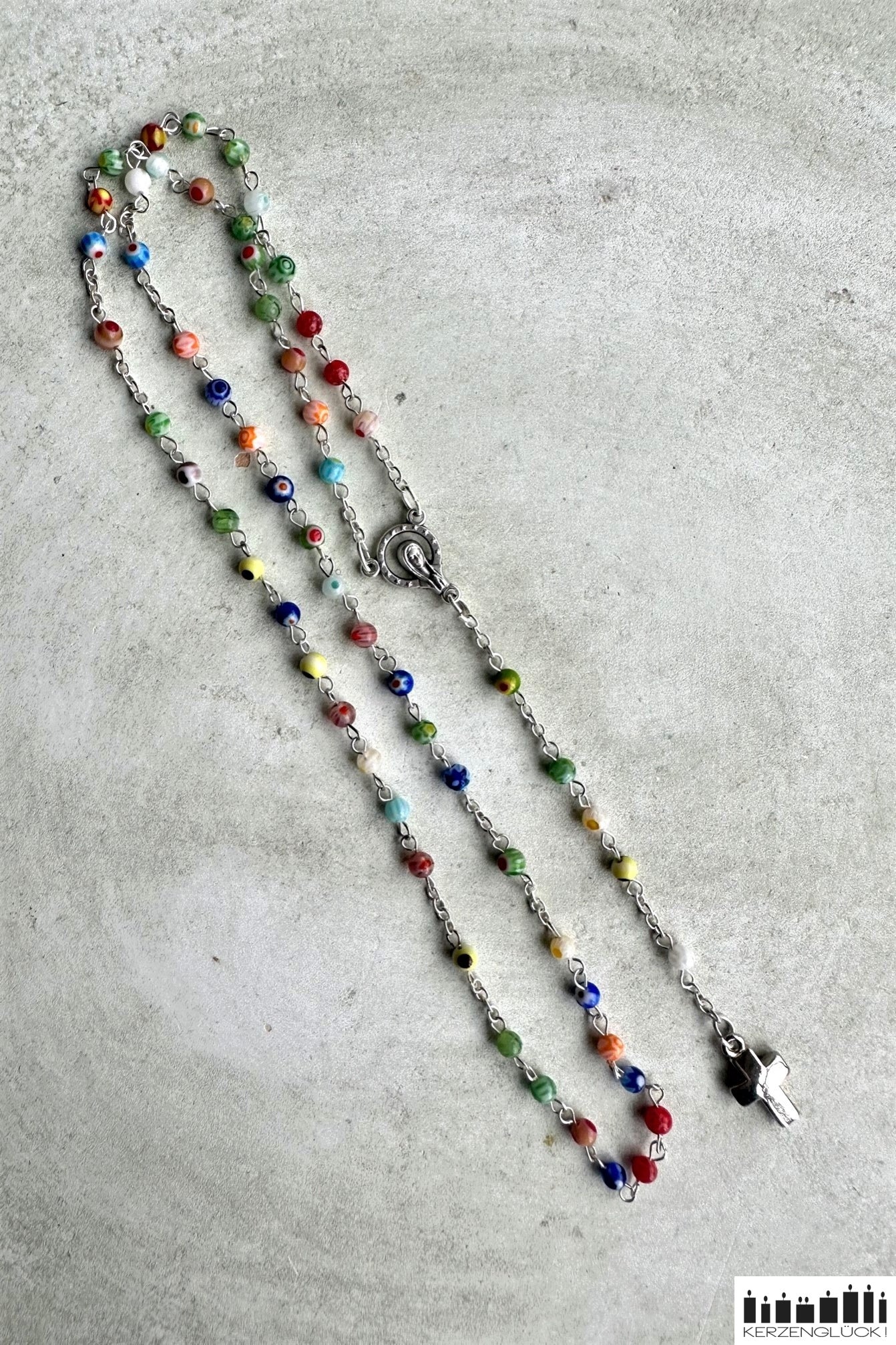 Rosenkranz mit bunten Millefiori-Glasperlen