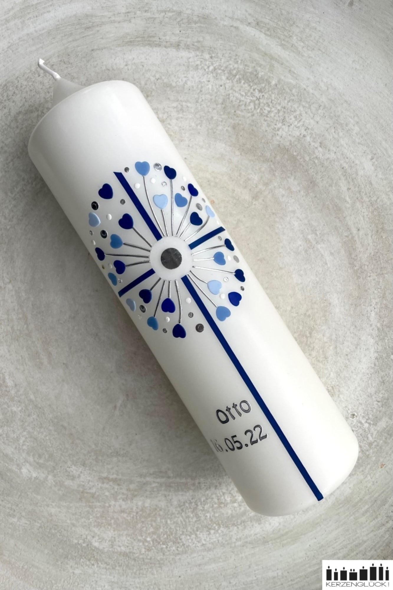 Konfirmationskerze „Kreuz Pusteblume“