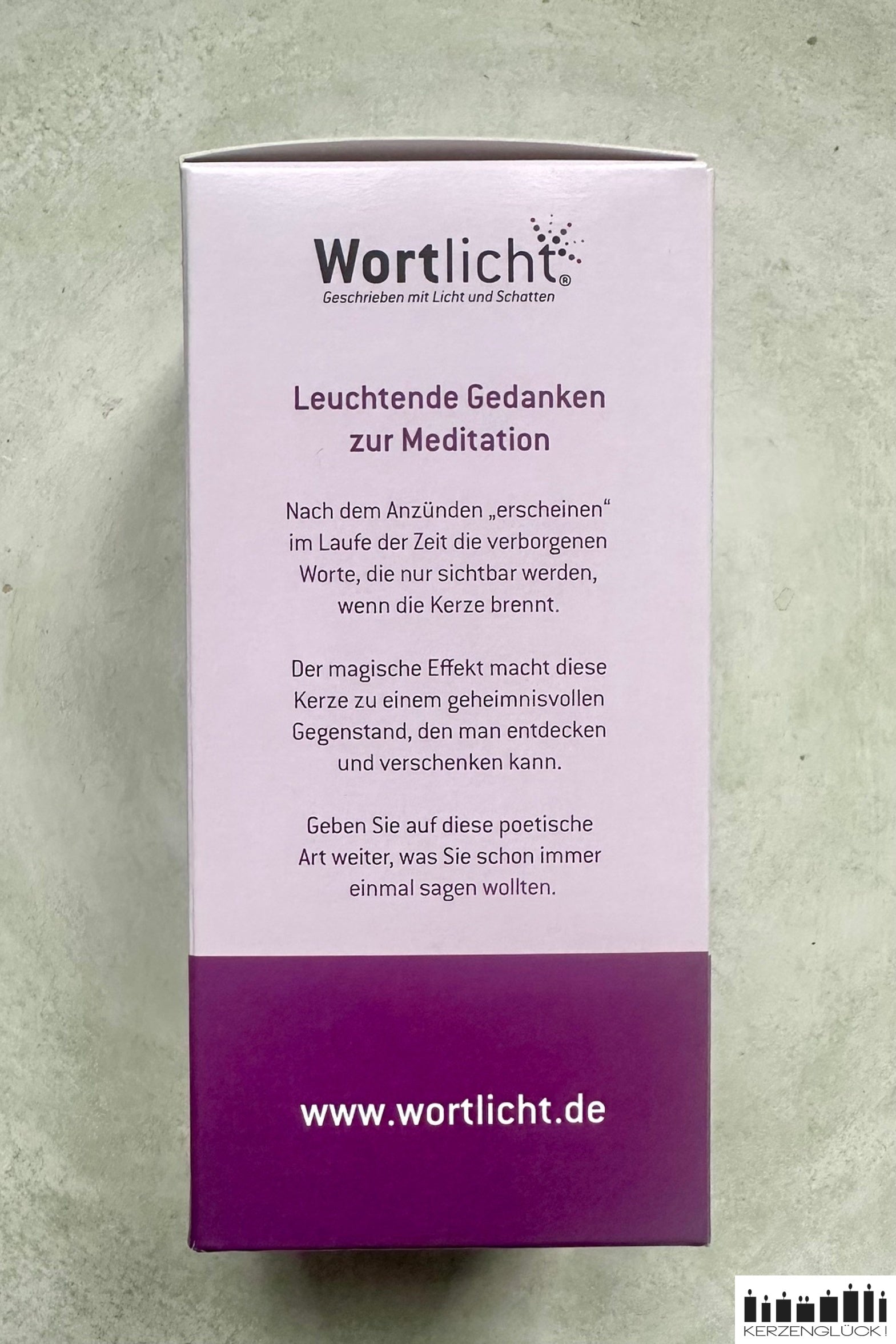 Wortlicht Verpackung Erklärung zum Produkt
