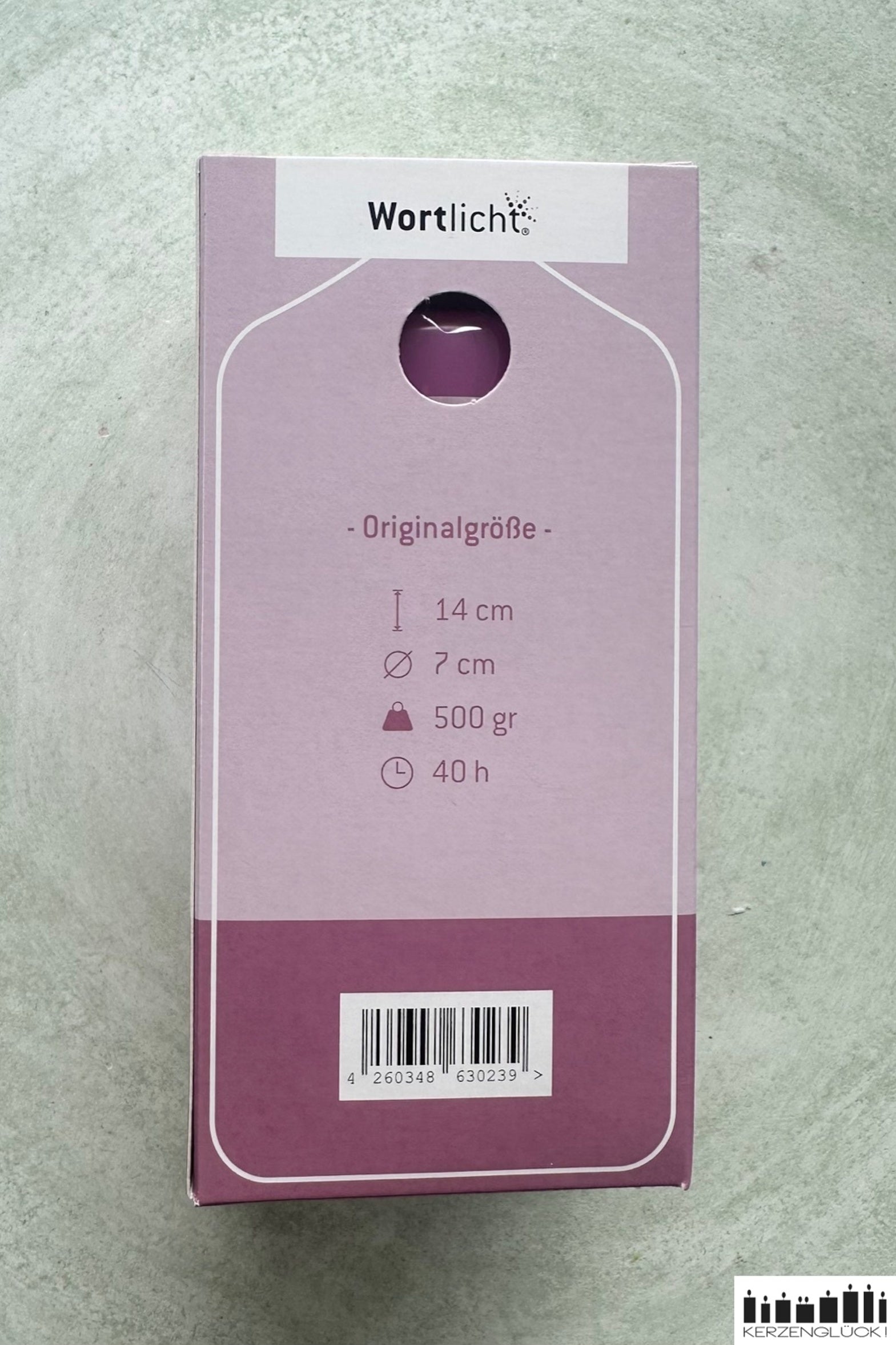 Kerzenverpackung, Erklärung Brenndauer und Größe