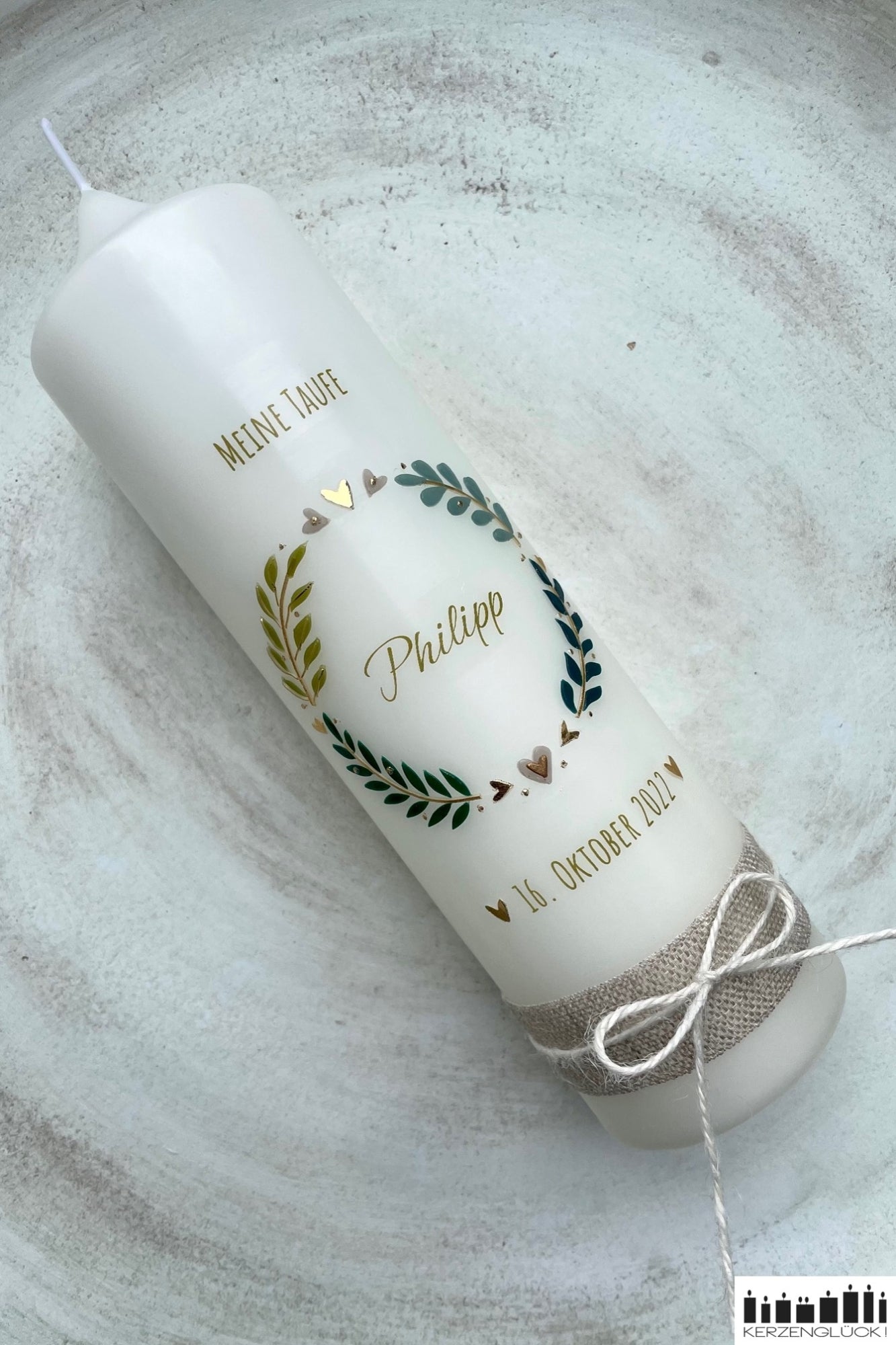 Taufkerze „Blätterkranz"