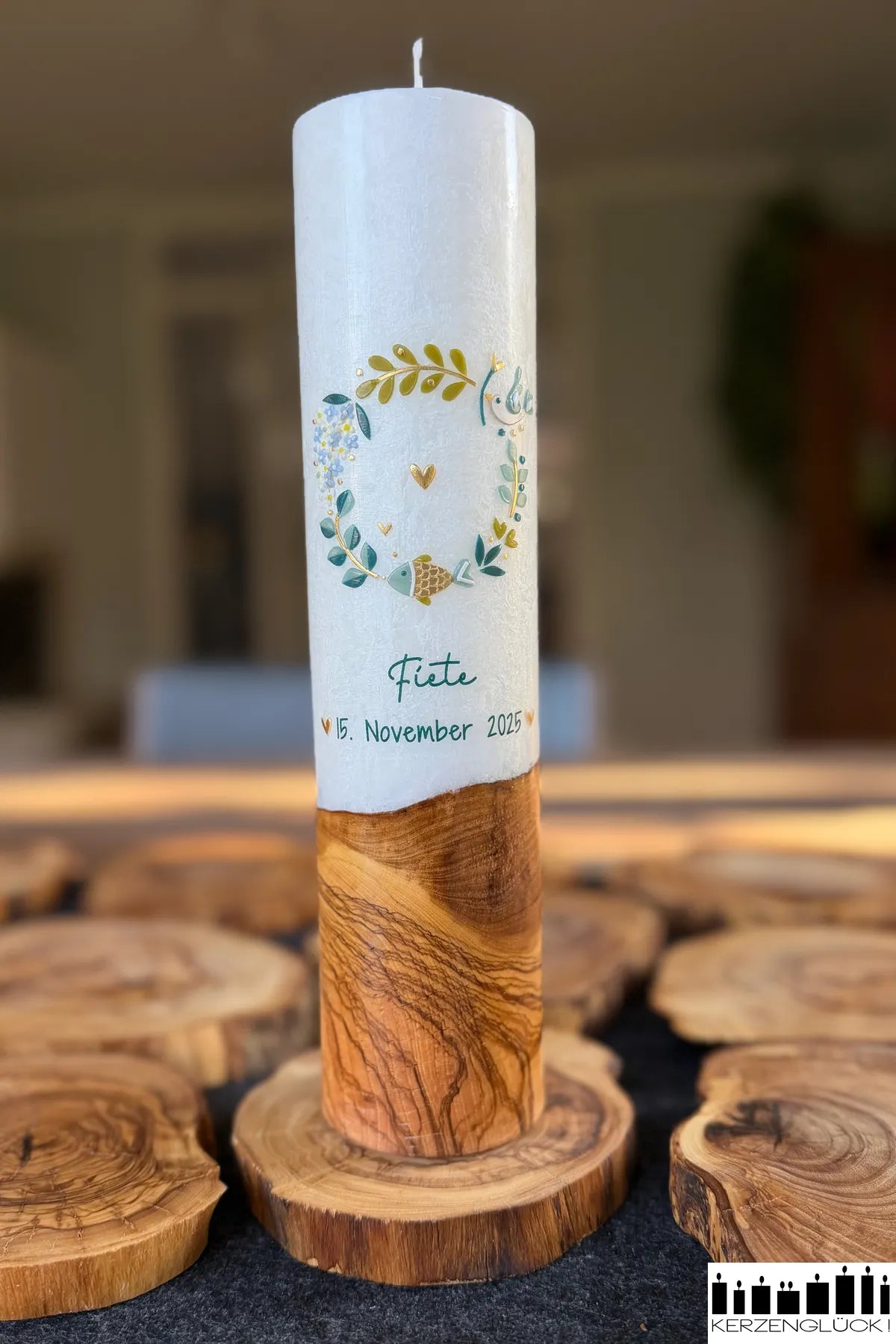Olivenholz Kerzenteller