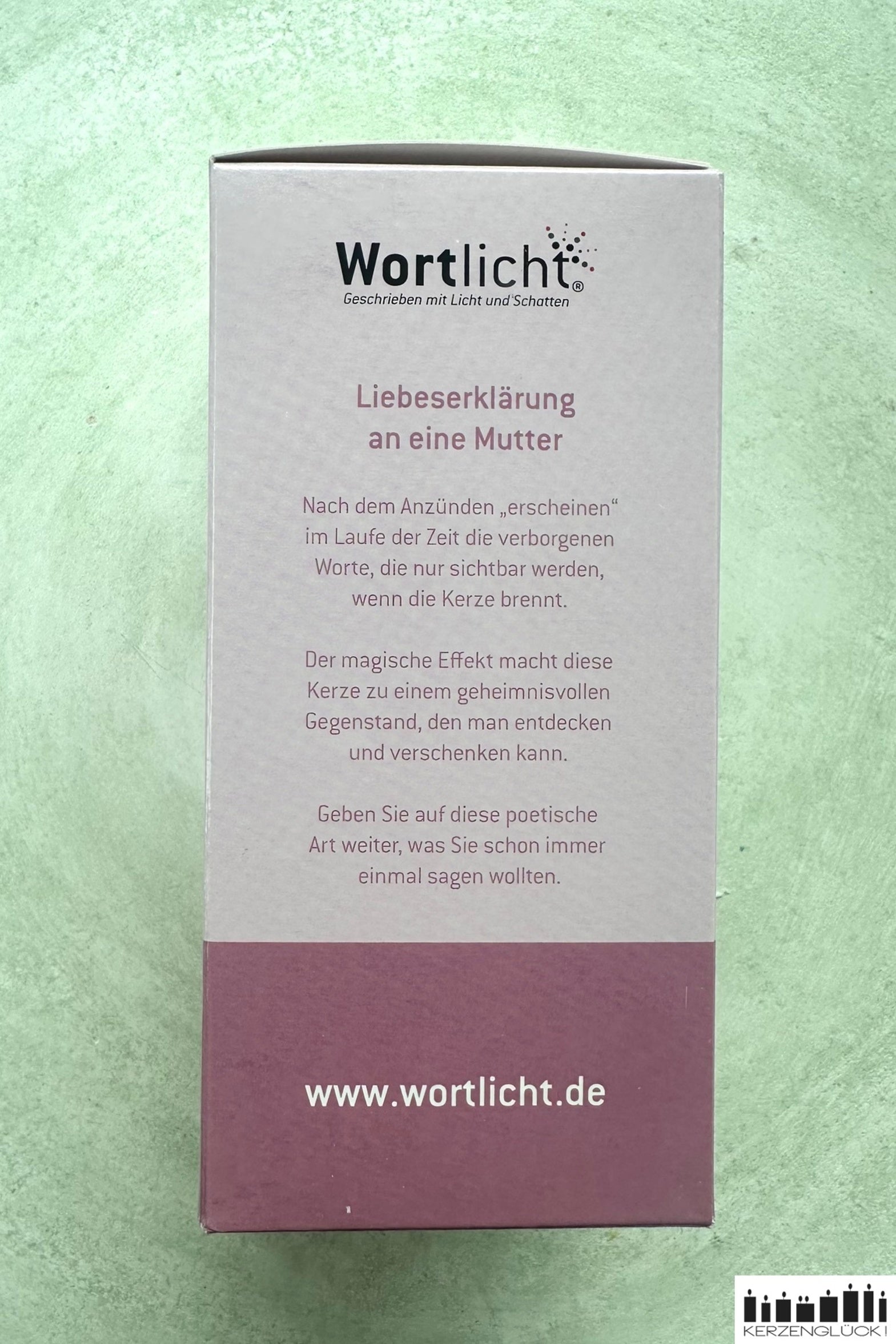 Kerzenverpackung von aussen, Erklärung Wortlicht Kerze